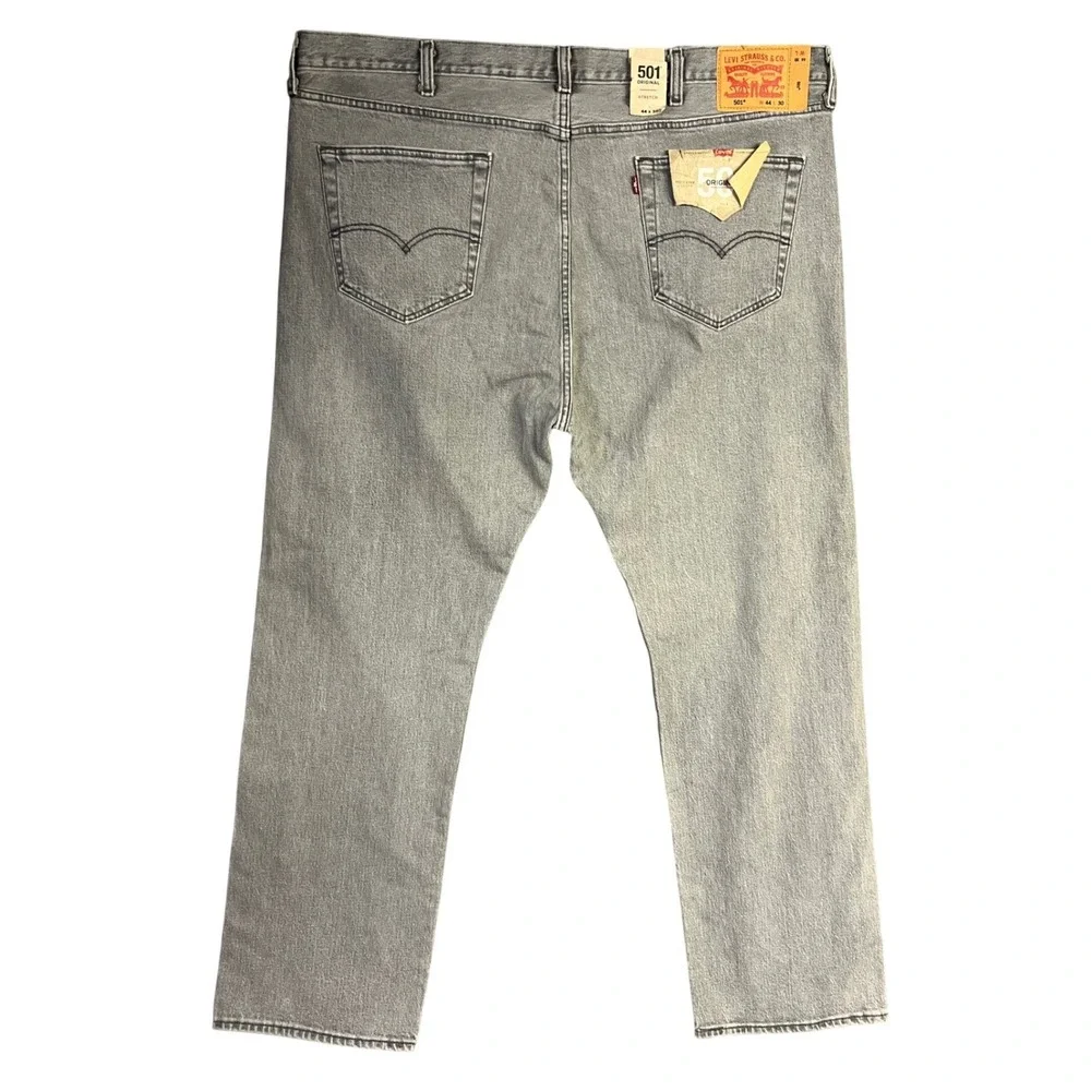 Levi's 501 Original Jeans 44x30 Gray Straight Leg Button Fly Stretch Denim New